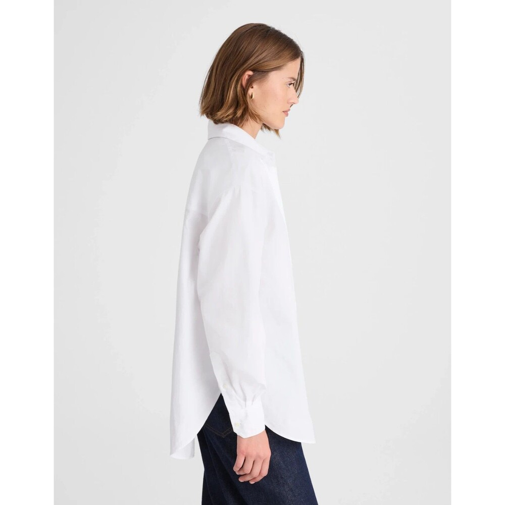 Madewell XL Oversized Button-Up Shirt White Cotton Oxford Long Sleeve Pocket NWT - Picture 2 of 14